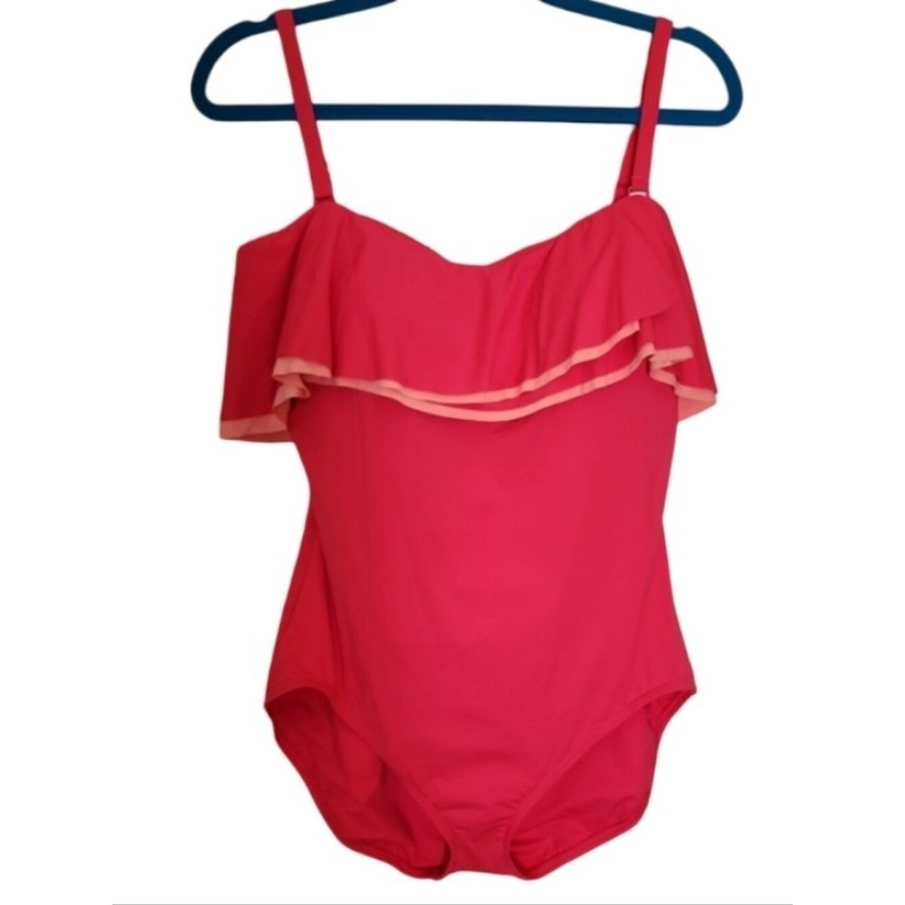 Coco Reef Contours Shapemaker One Piece Swimsuit Plus 16 40C NWT Hibiscus Coral - Picture 2 of 6
